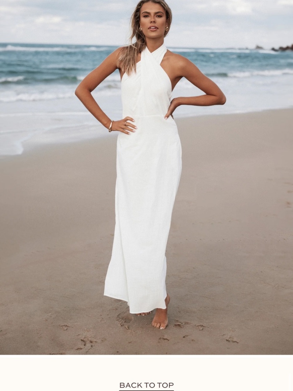Petal & Pup White Halter Maxi Dress